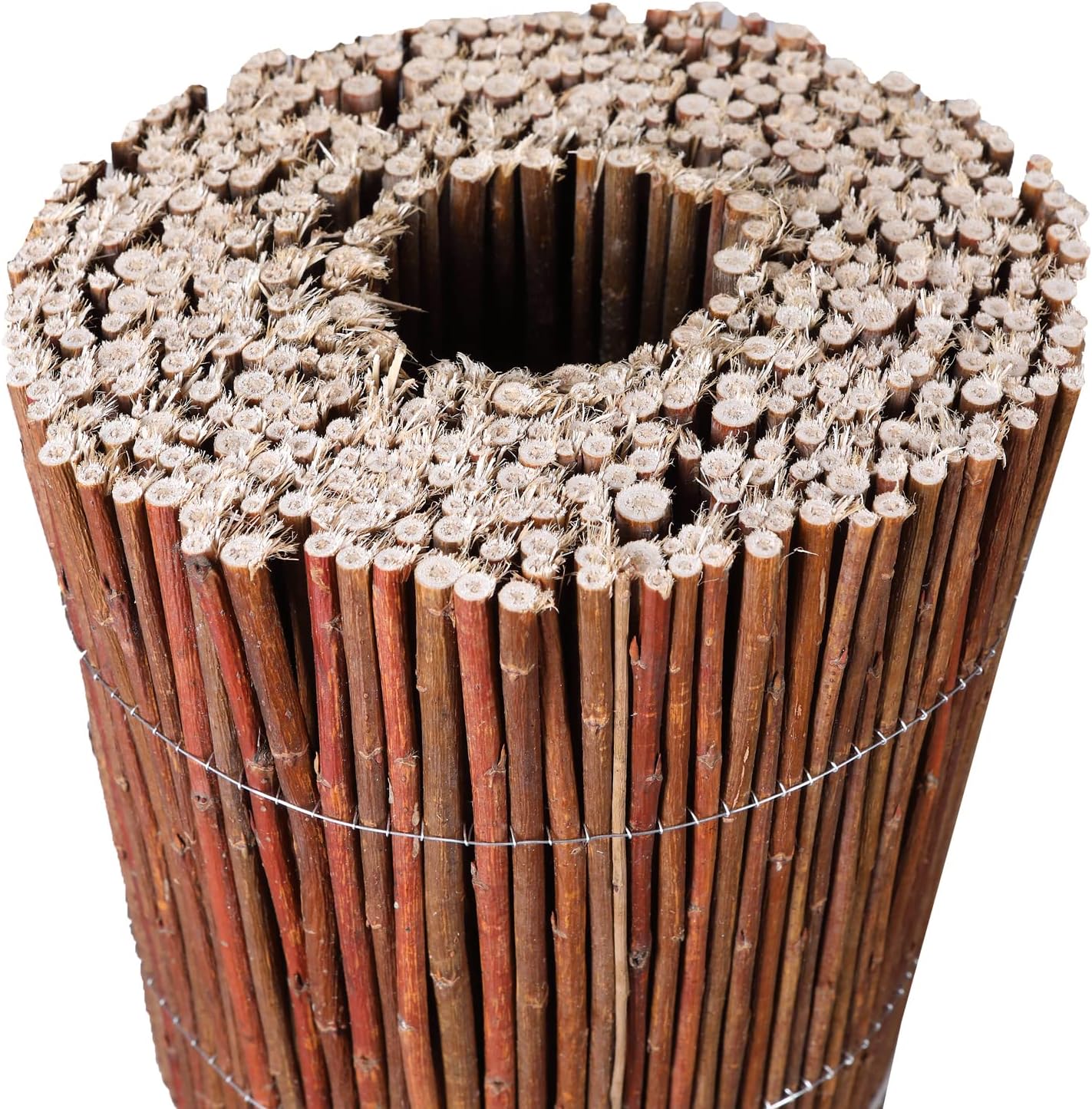 Beeteinfassung aus Weide 40 cm Höhe – Flexibler Rollzaun mit Steckpfosten und Kabelbindern